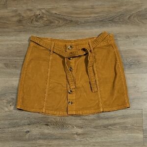 American Eagle Outfitters Mustard Corduroy Button-Front Mini Skirt